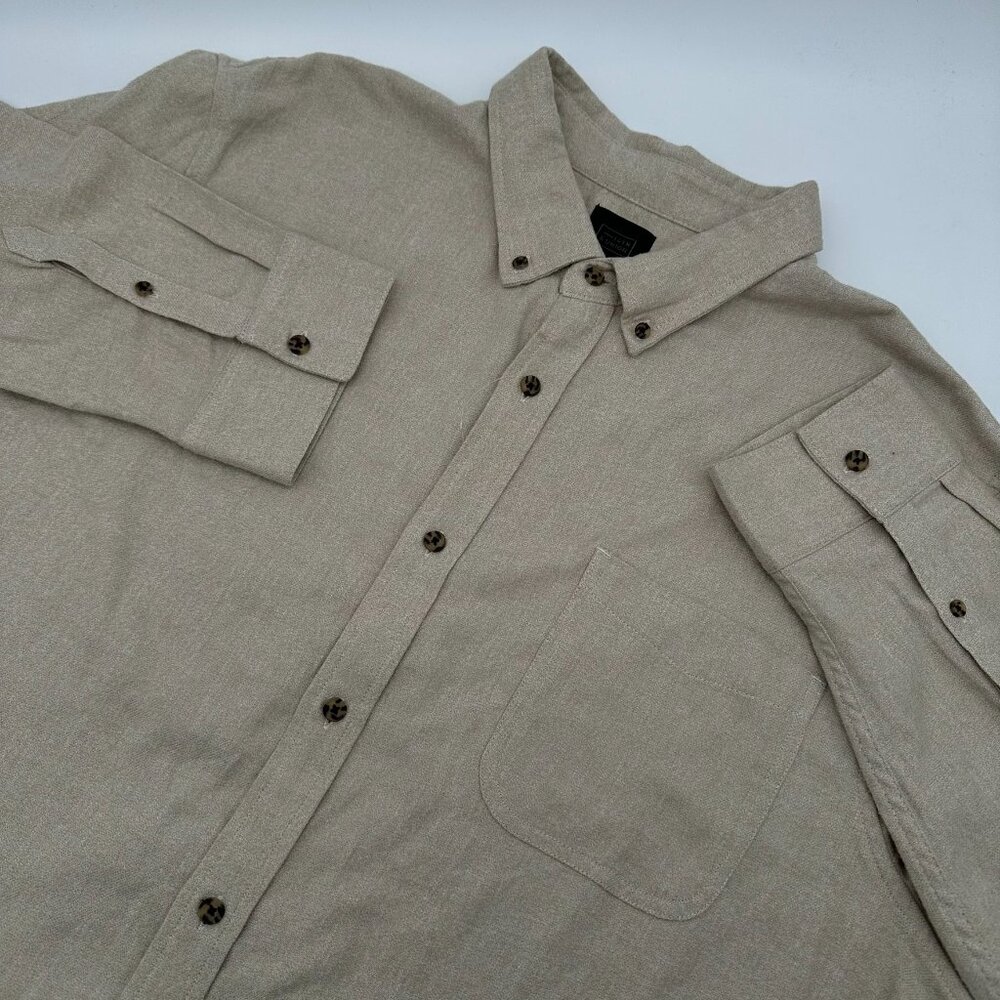 NWOT 14th & Union Men's Cotton Blend Flannel Trim‎ Fit Shirt, Size 2XL, Oatmeal